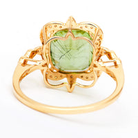 4.74 Ct Cushion Mixed Cut Natural Peridot 14K Gold Ring