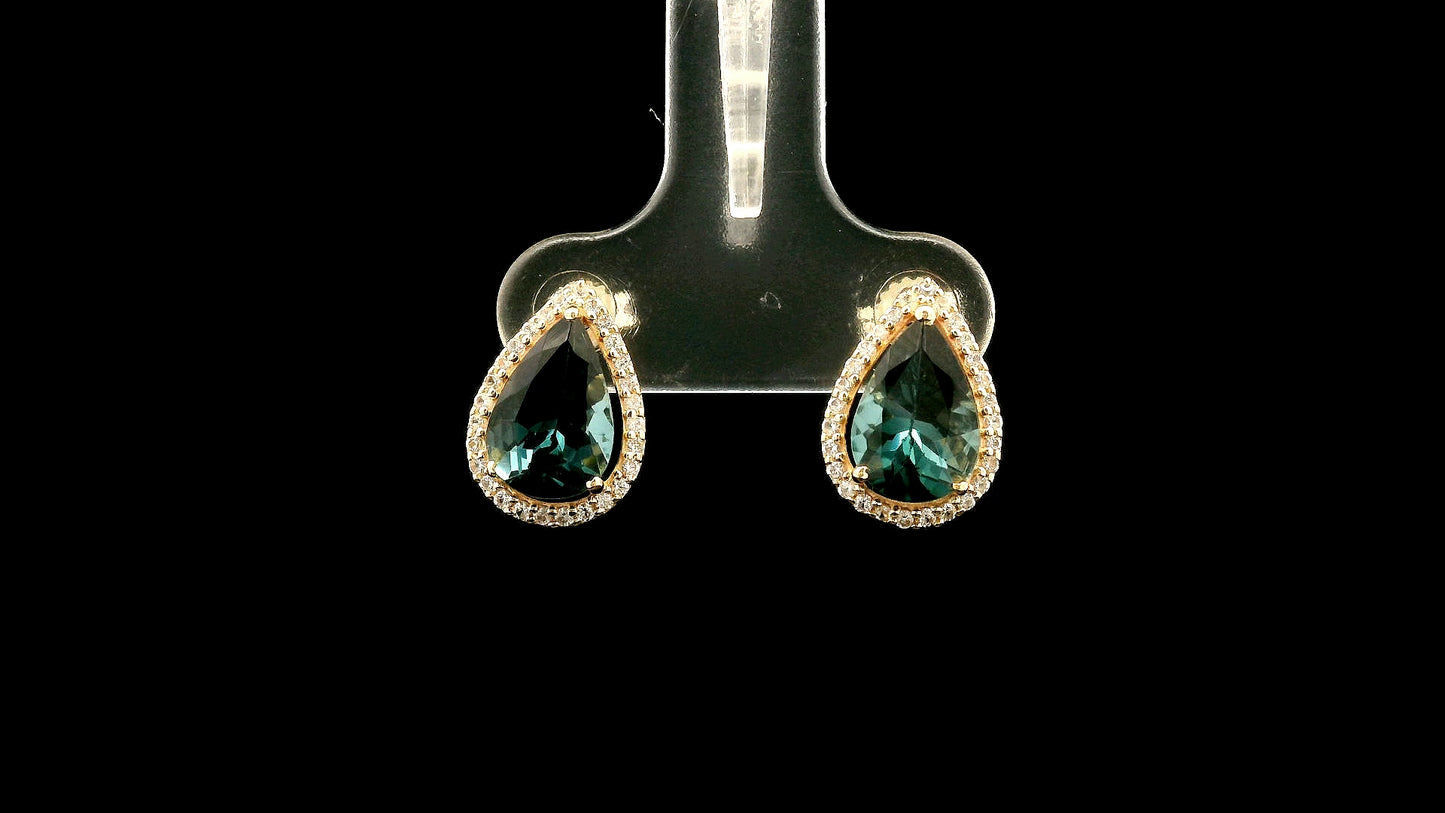 2.54 Ct Pear Tourmaline 9K Gold Earrings