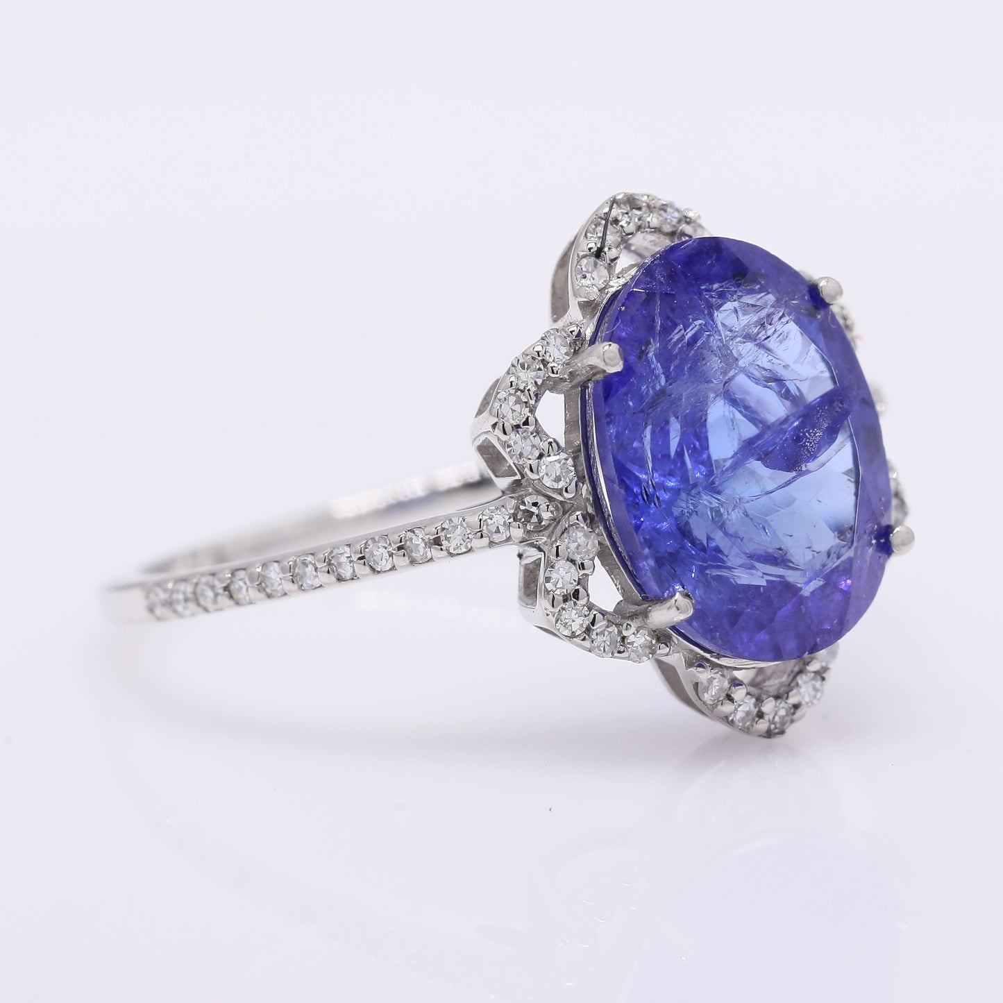 3.09 Ct Oval Mixed Cut Natural Tanzanite 950 Platinum Ring