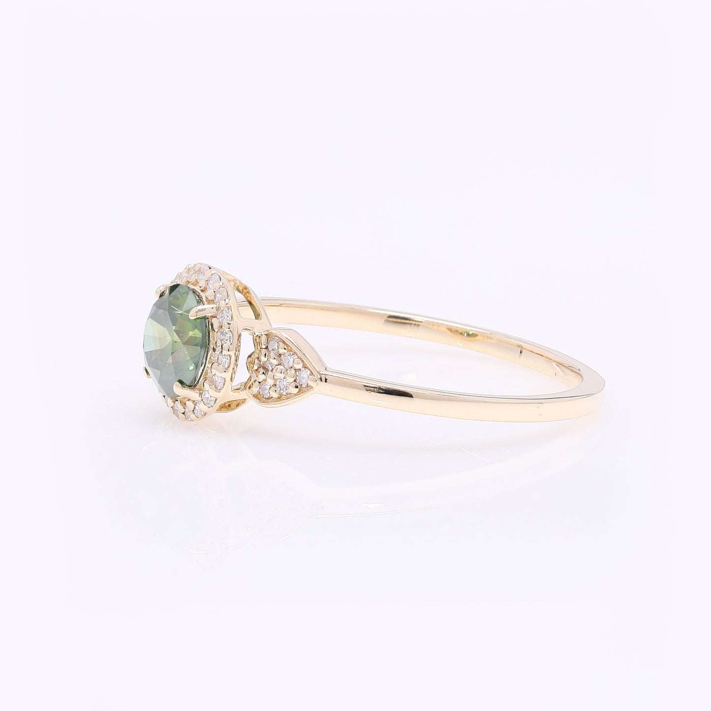 0.66 Ct Round Green Diamond 14K Gold Ring