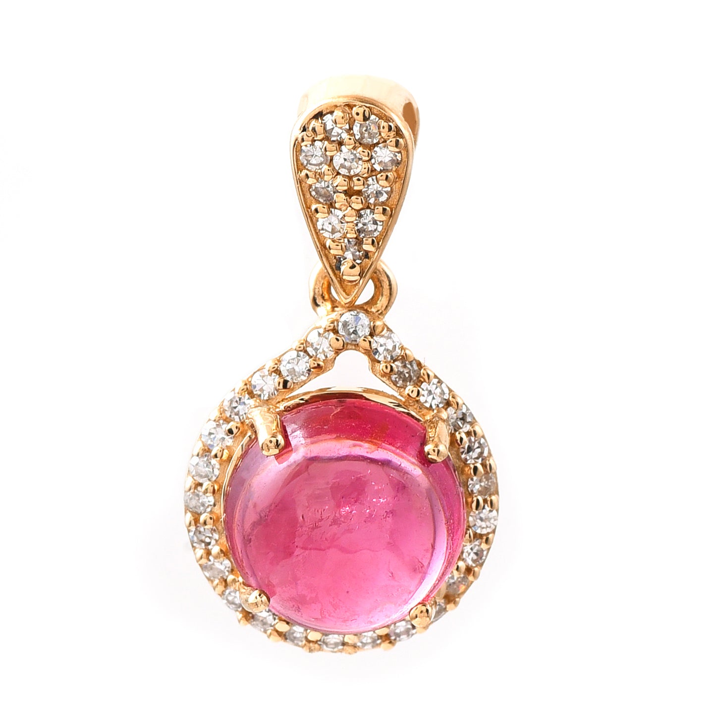 1.58 Ct Round Tourmaline 14K Gold Pendant