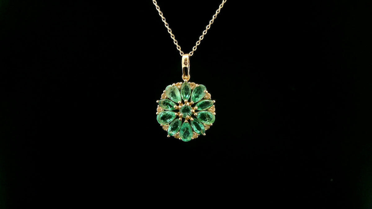2.07 Ct Pear Emerald 14K Gold Pendant