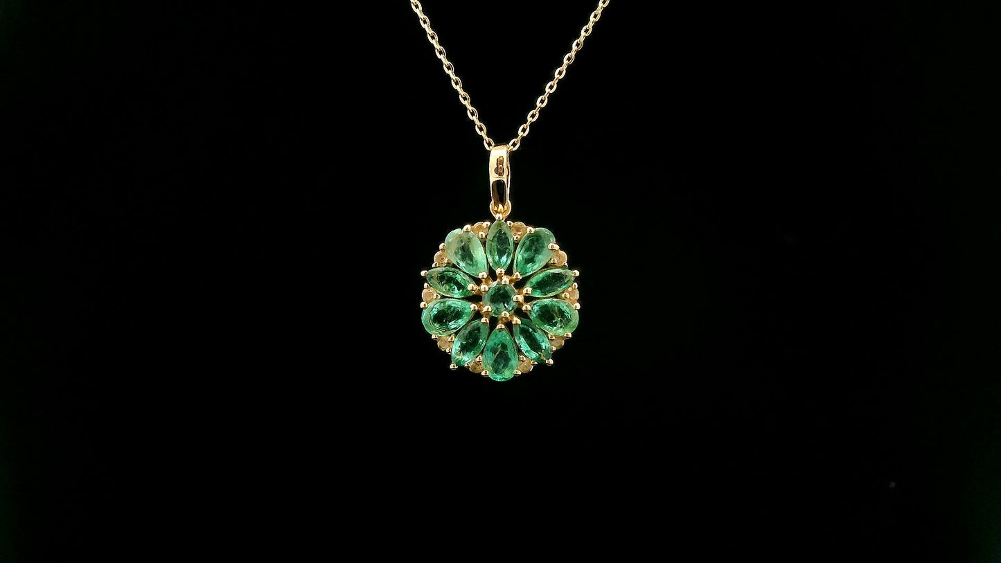 2.07 Ct Pear Emerald 14K Gold Pendant