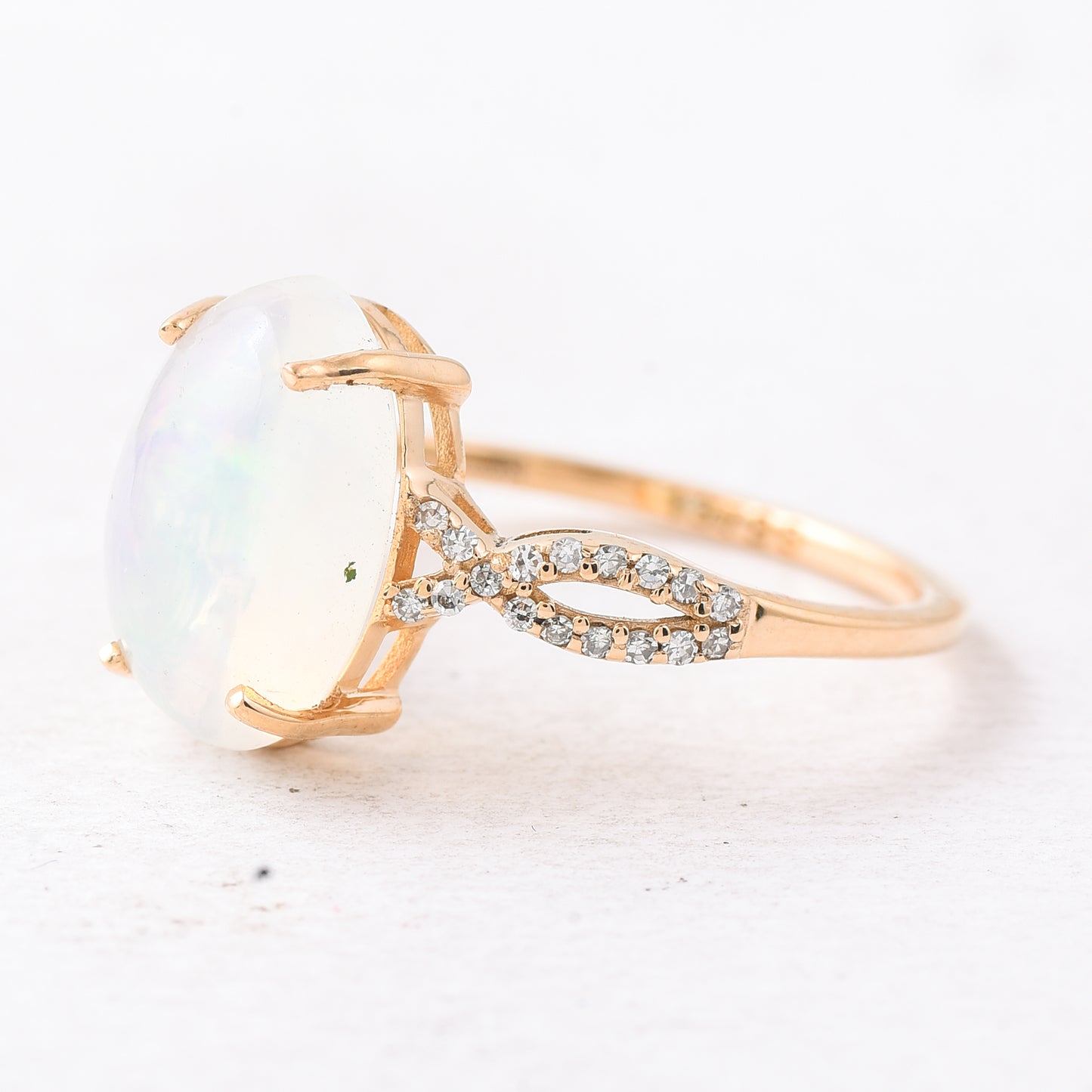 2.33 Ct Oval Cabochon Cut Natural Opal 14K Gold Ring