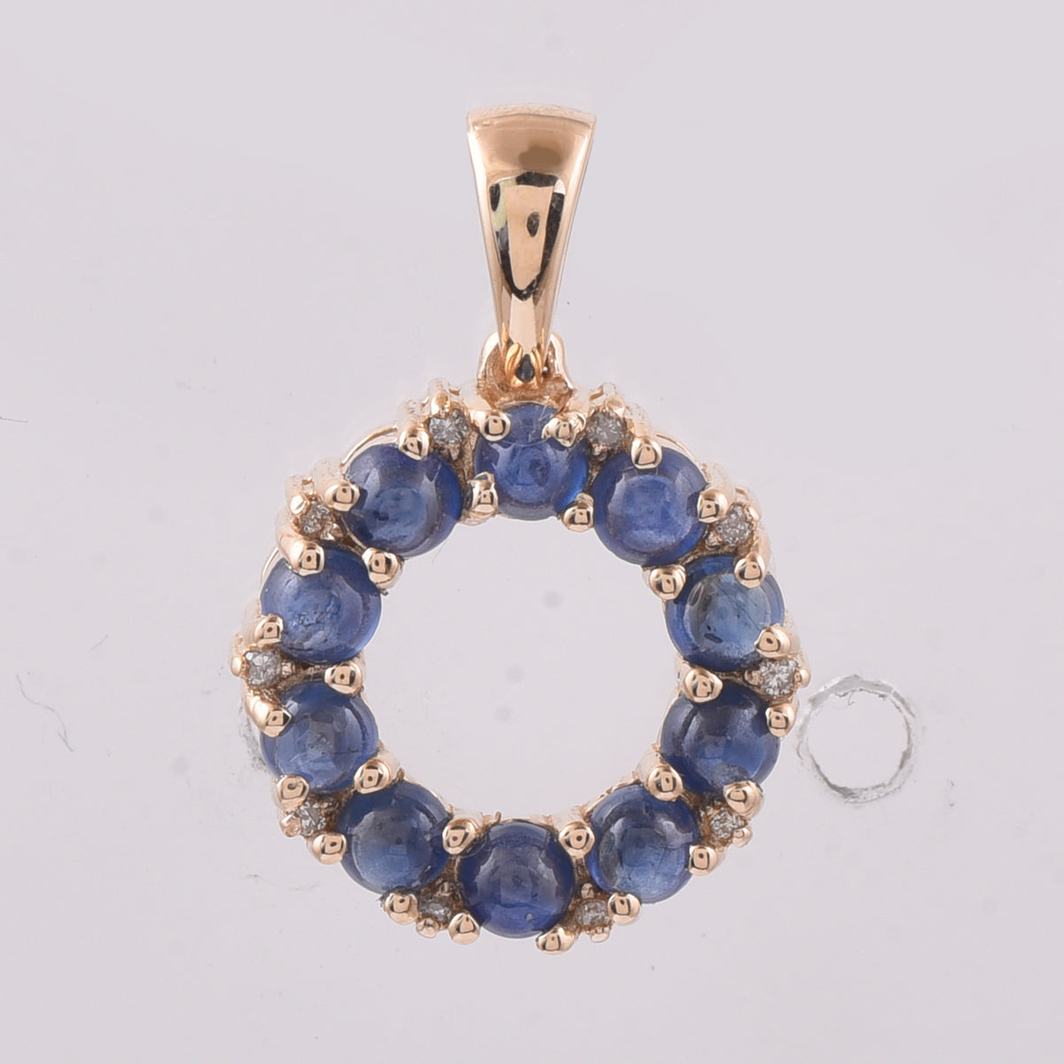 0.90 Ct Round Cabochon Cut Natural Sapphire 14K Gold Pendant