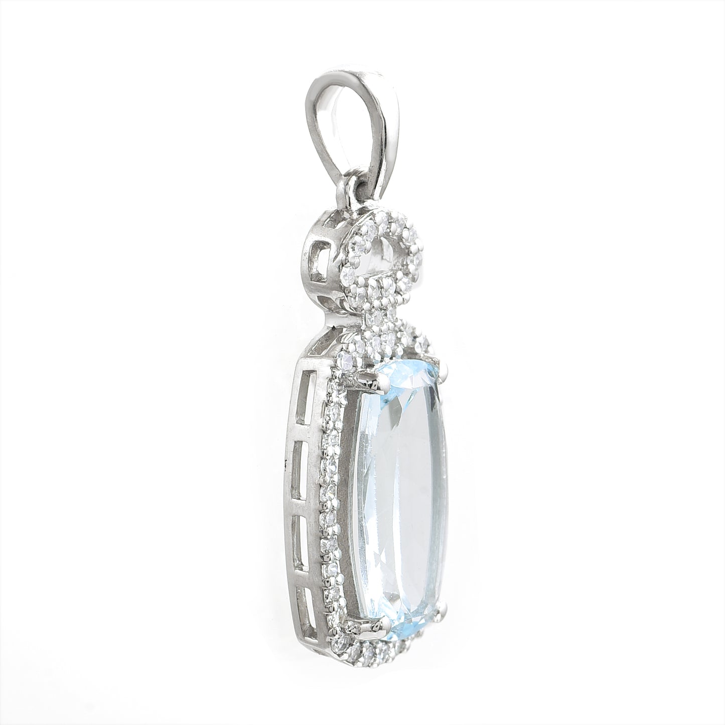 1.41 Ct Cushion Aquamarine 950 Platinum Pendant