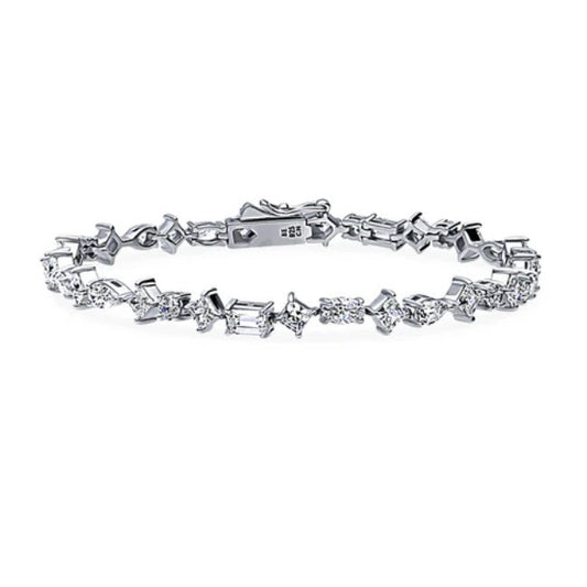 Cluster CZ Statement Tennis Bracelet in Sterling Silver