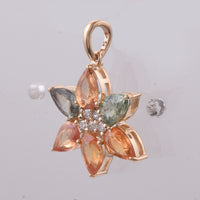3.18 Ct Pear Natural Multi Coloured Sapphire 14K Gold Pendant