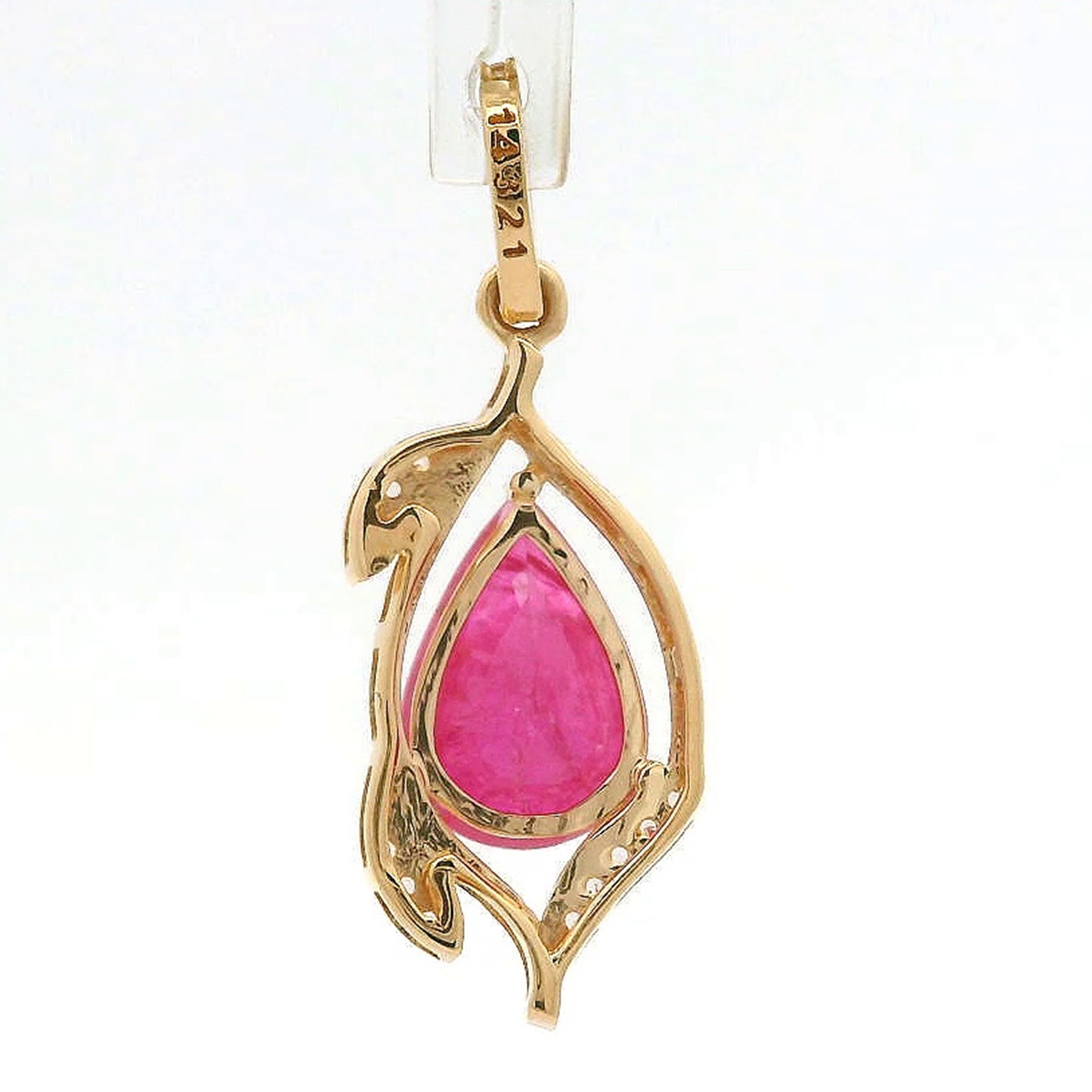 2.32 Ct Pear Ruby 14K Gold Pendant