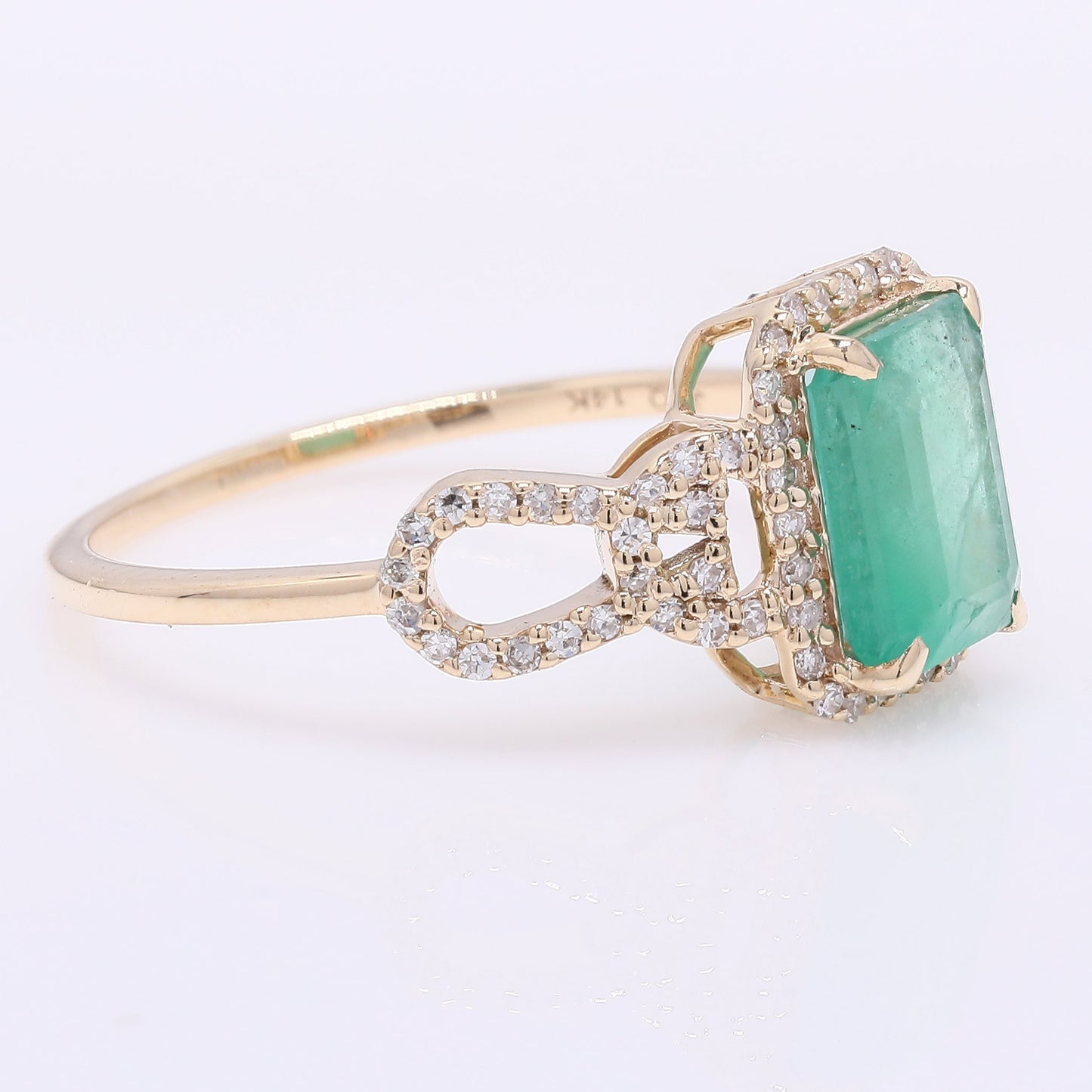 1.80 Ct Octagon Step Cut Natural Emerald 14K Gold Ring
