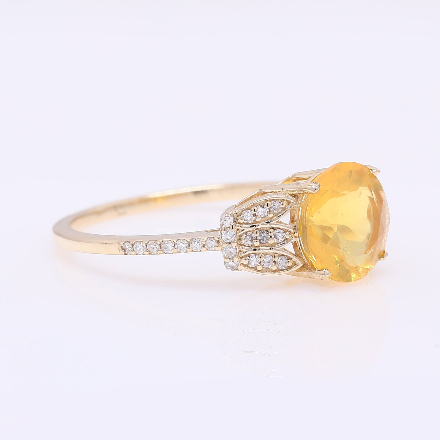 1.37 Ct Round Mixed Cut Natural Fire Opal 14K Gold Ring