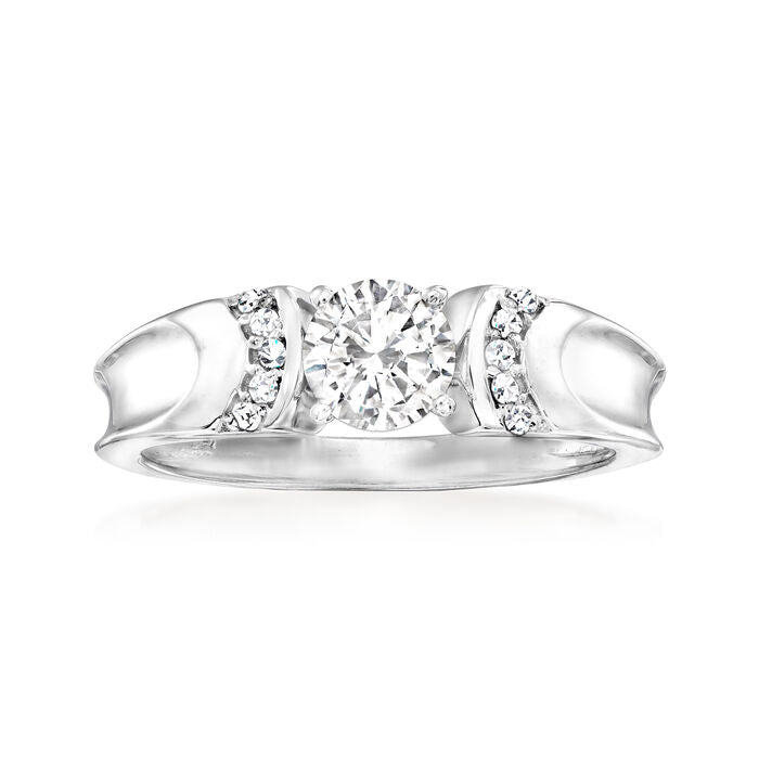 0.88 ct. t.w. Moissanite Ring in Sterling Silver. Size 6