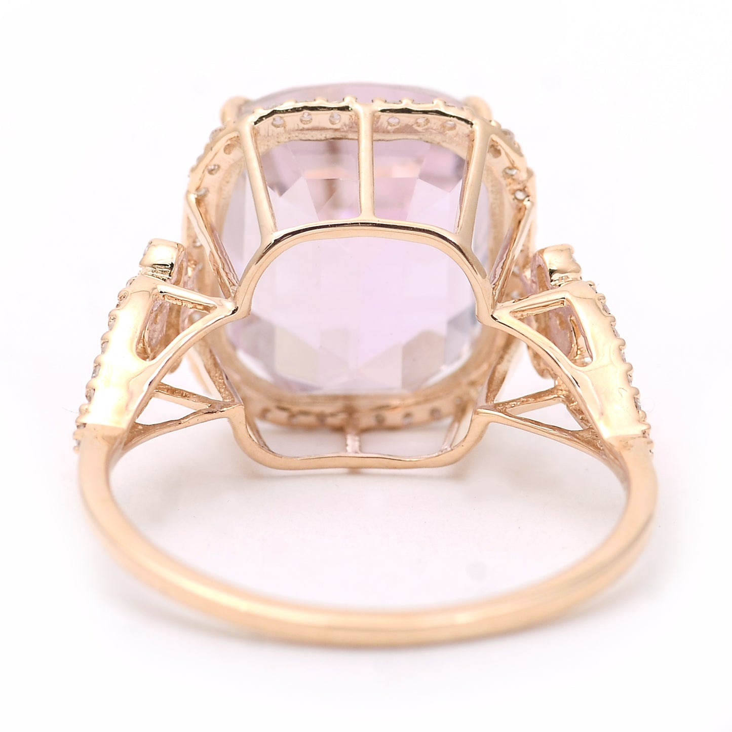 8.68 Ct Cushion Mixed Cut Natural Kunzite 14K Gold Ring