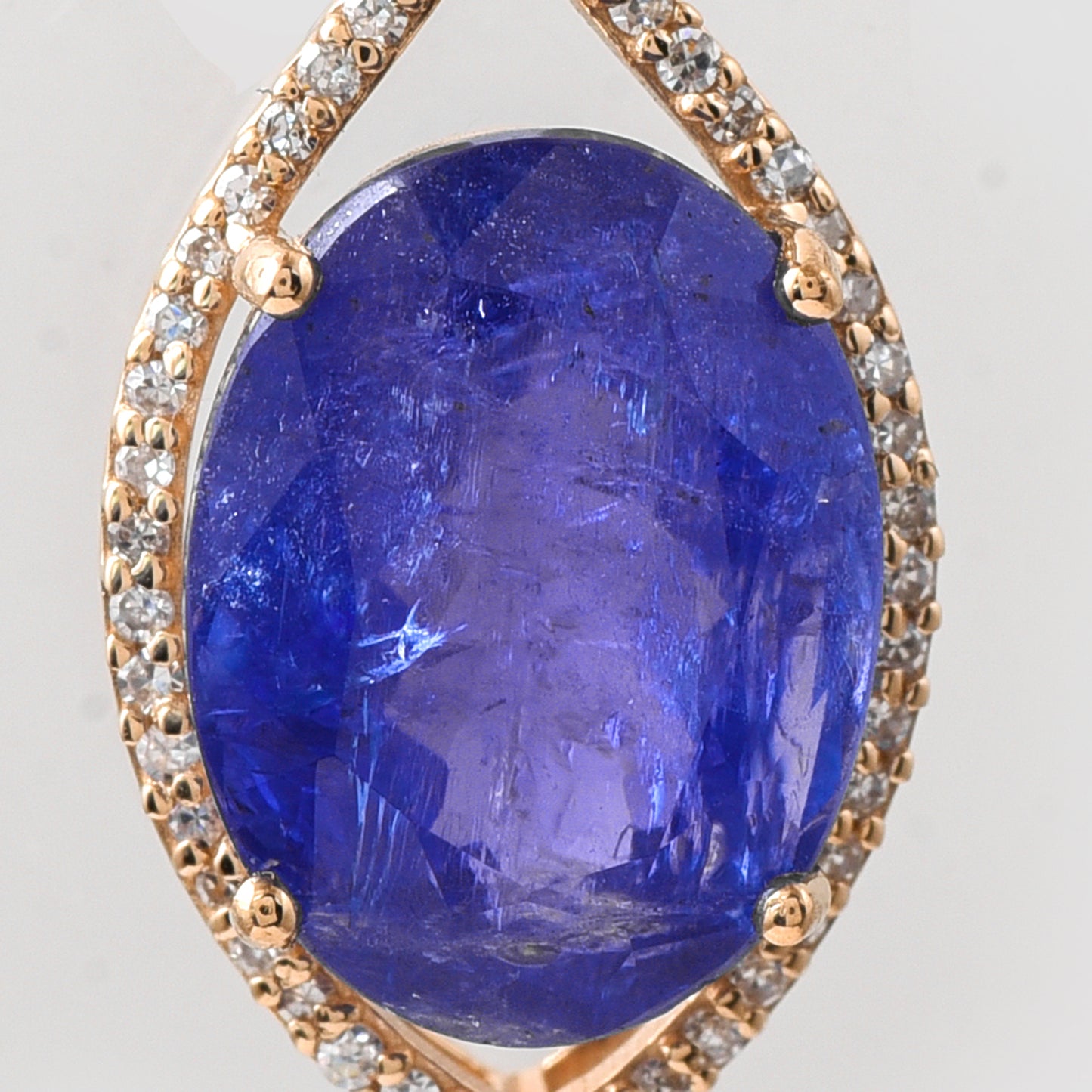 6.38 Ct Oval Mixed Cut Natural Tanzanite 14K Gold Pendant