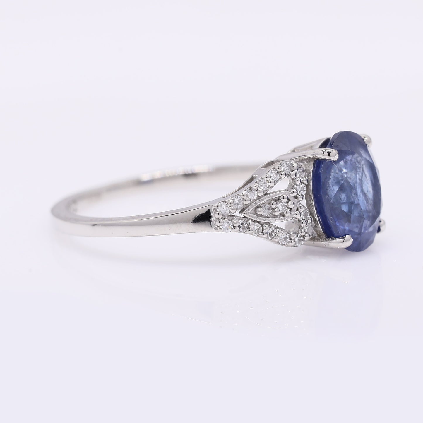 2.20 Ct Oval Mixed Cut Natural Sapphire 950 Platinum Ring