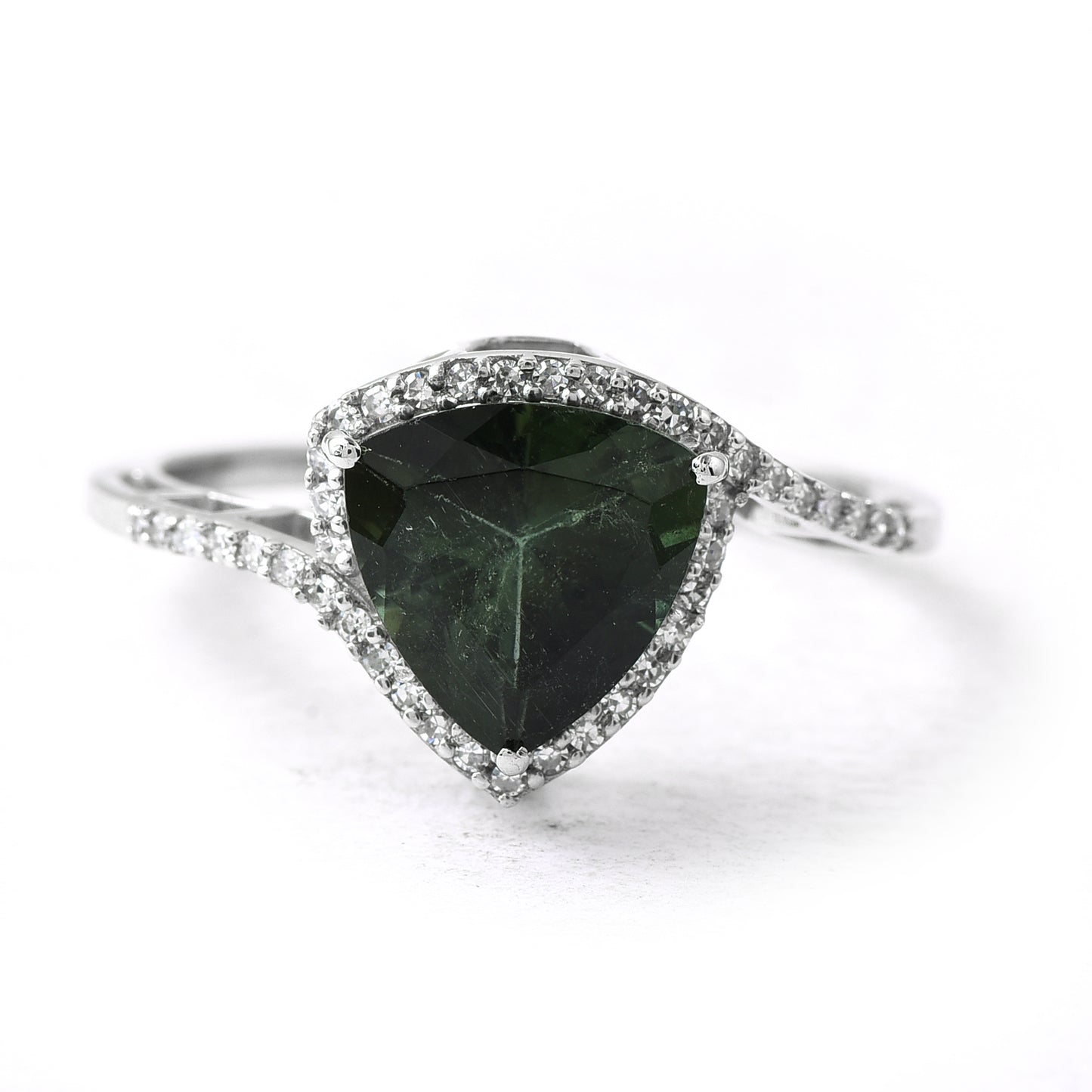 2.12 Ct Trillion Tourmaline 950 Platinum Ring