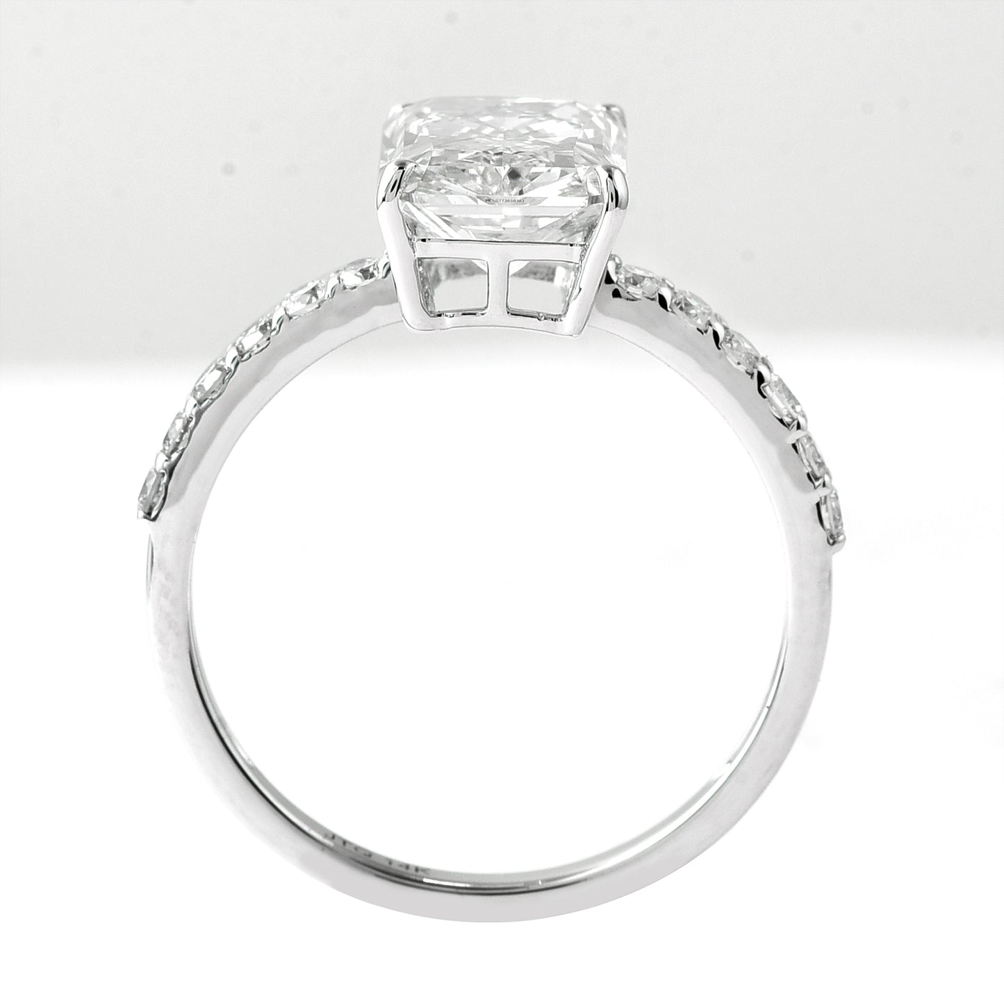 3.19 Ct Cut Cornered Rectangular Modified Brilliant Lab Grown Diamond 14K Gold Ring