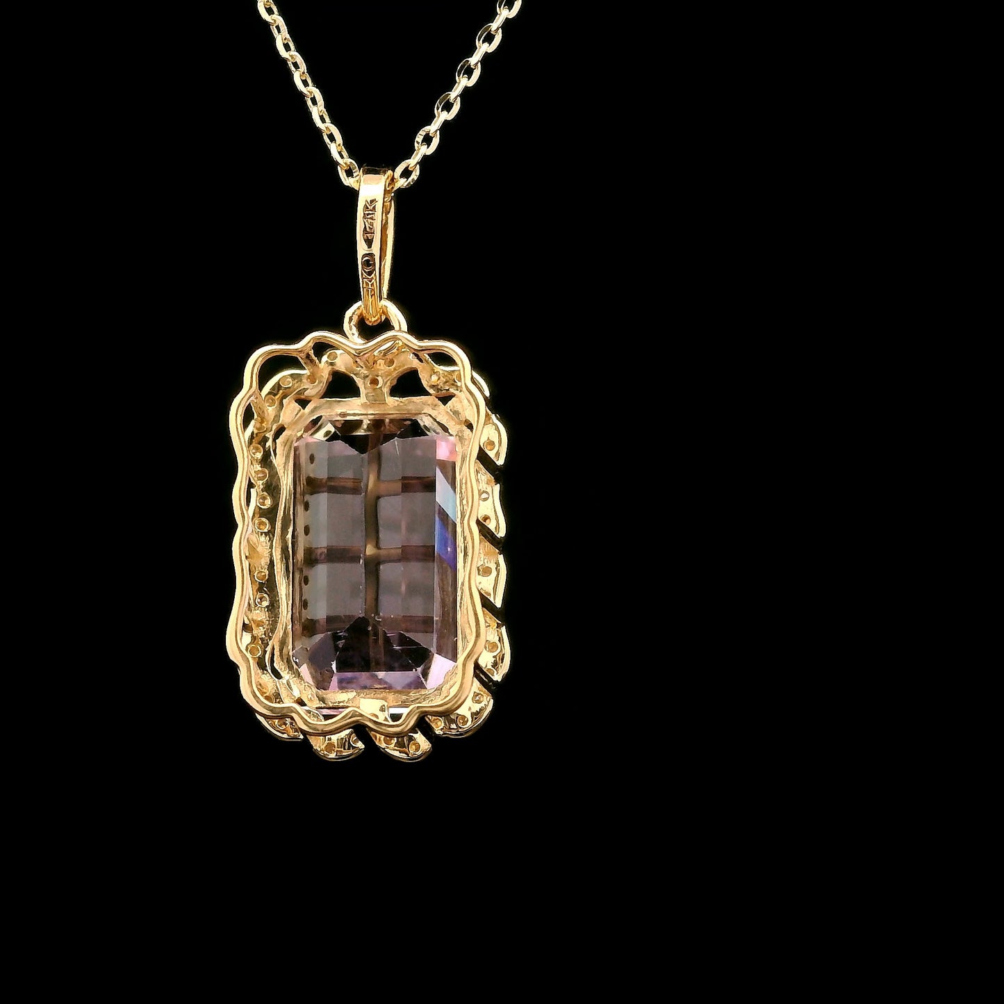 7.66 Ct Octagon Kunzite 14K Gold Pendant