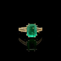 2.75 Ct Octagon Step Cut Natural Emerald 14K Gold Ring