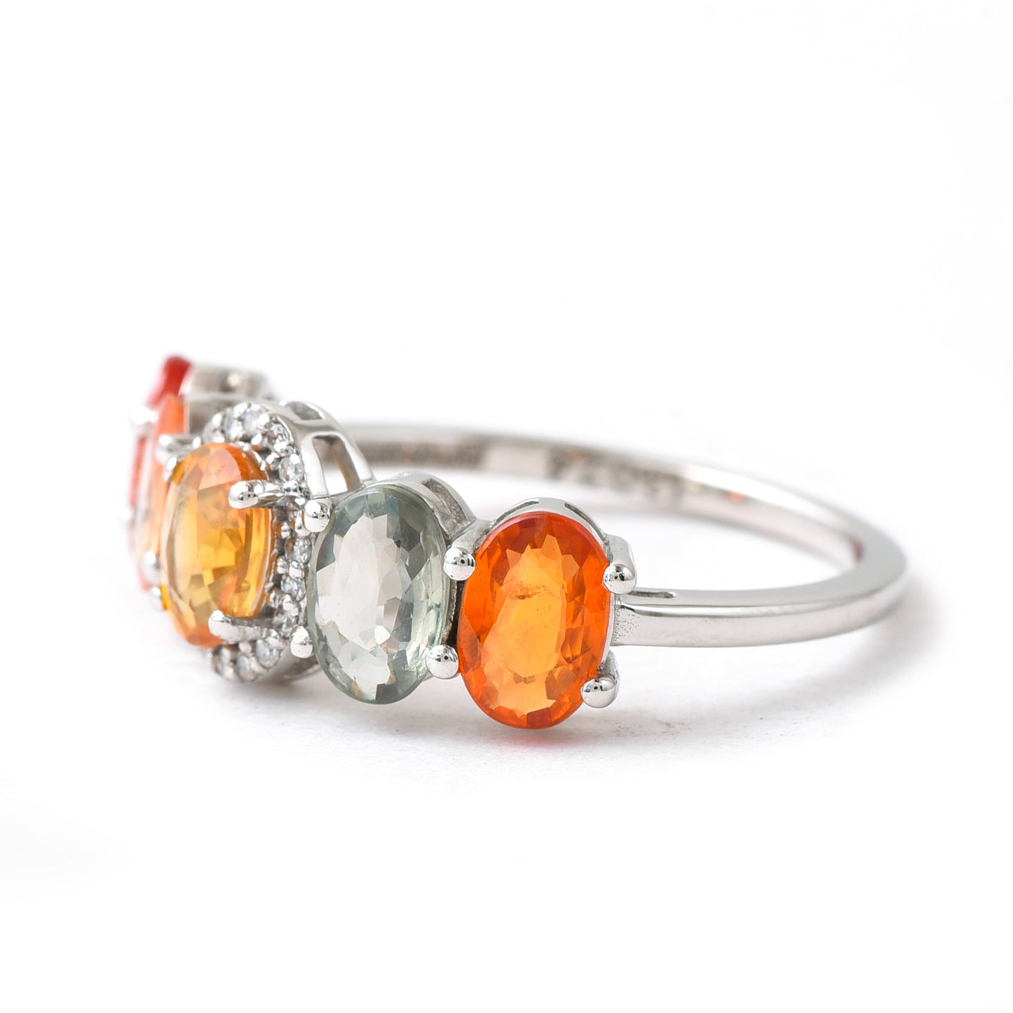 3.39 Ct Oval Mixed Cut Natural Multi Coloured Sapphire 950 Platinum Ring
