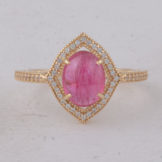 2.29 Ct Oval Tourmaline 9K Gold Ring