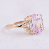 5.50 Ct Cushion Natural Kunzite 14K Gold Ring