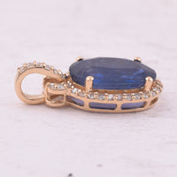 2.42 Ct Oval Mixed Cut Natural Sapphire 14K Gold Pendant