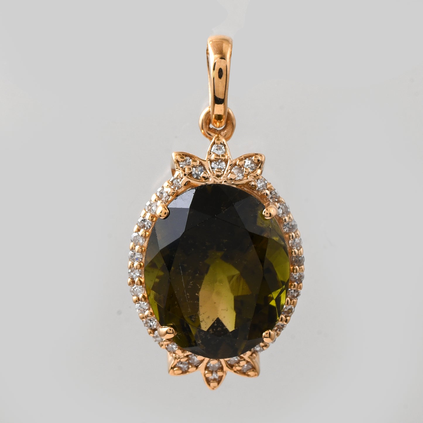 3.94 Ct Oval Mixed Cut Natural Tourmaline 14K Gold Pendant