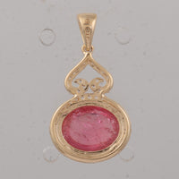3.66 Ct Oval Tourmaline 9K Gold Pendant