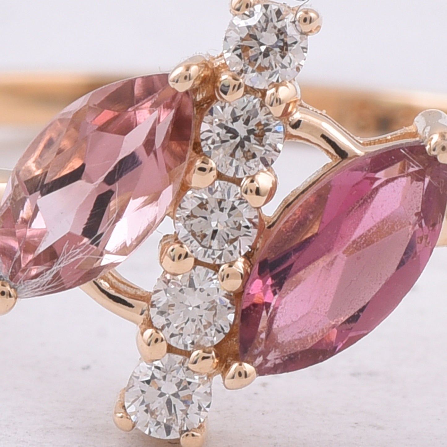 0.60 Ct Marquise Natural Multi Coloured Tourmaline 14K Gold Ring