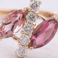 0.60 Ct Marquise Natural Multi Coloured Tourmaline 14K Gold Ring