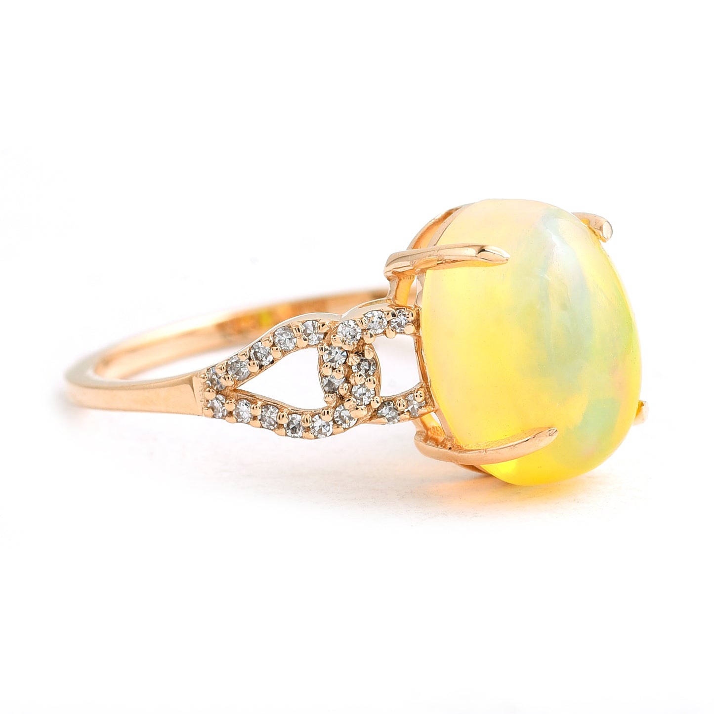 1.74 Ct Oval Cabochon Cut Natural Opal 14K Gold Ring