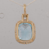 3.90 Ct Cushion Blue Topaz 9K Gold Pendant