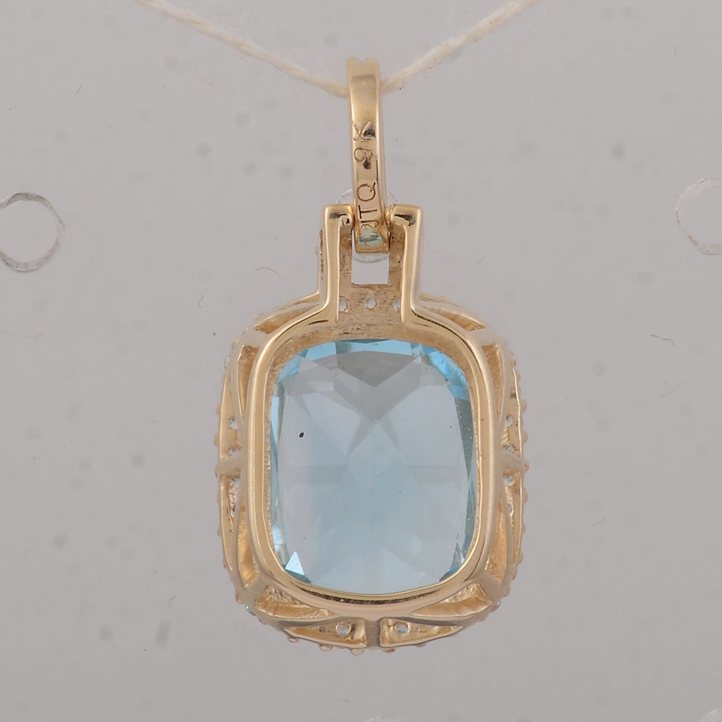 3.90 Ct Cushion Blue Topaz 9K Gold Pendant