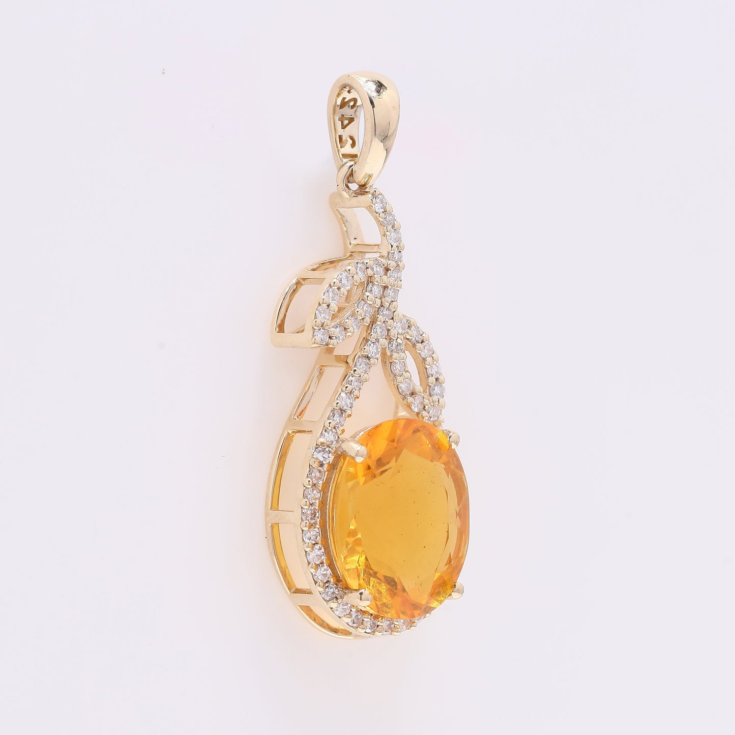 2.11 Ct Oval Mixed Cut Natural Fire Opal 14K Gold Pendant
