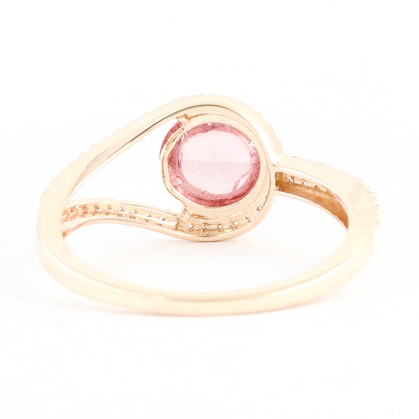 1.55 Ct Round Cabochon Natural Tourmaline 14K Gold Ring