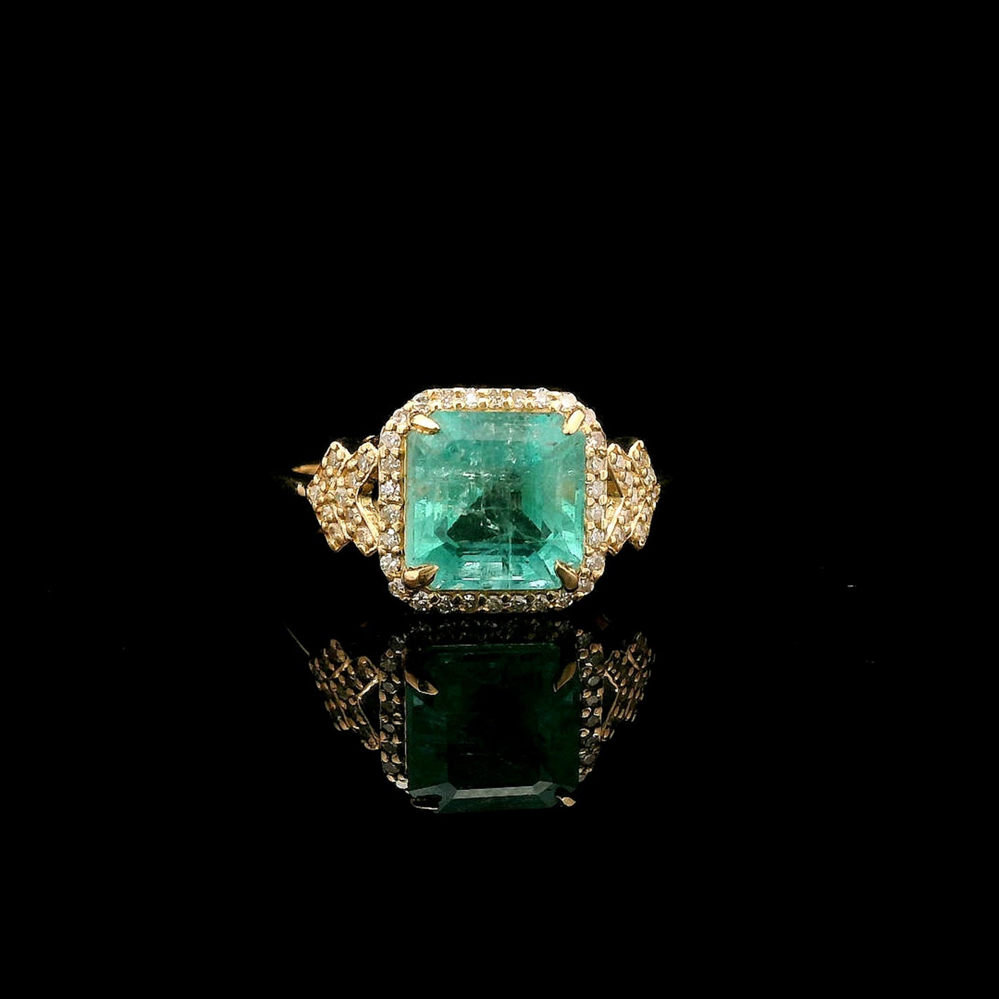 2.48 Ct Octagon Step Cut Natural Emerald 14K Gold Ring