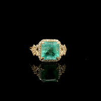 2.48 Ct Octagon Step Cut Natural Emerald 14K Gold Ring