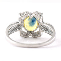 2.09 Ct Oval Mixed Cut Natural Bi-Coloured Sapphire 950 Platinum Ring