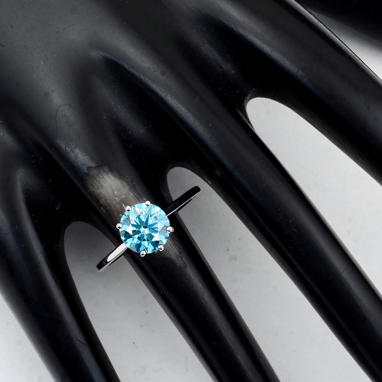 1.60 Carats Blue Lab Grown Diamond 14K Gold Ring