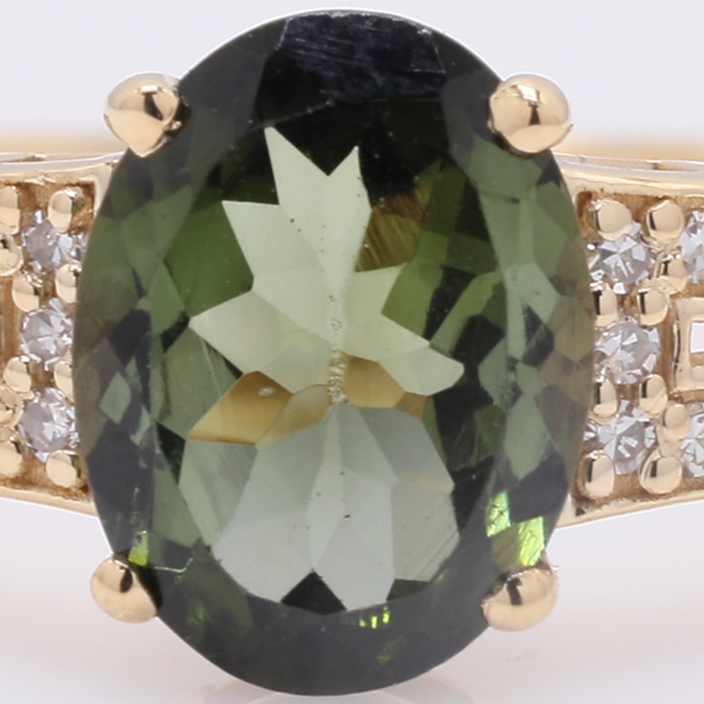 1.23 Ct Oval Mixed Cut Natural Green Tourmaline 14K Gold Ring