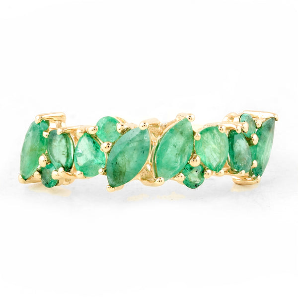 1.67 Carat Marquise Mixed Cut Natural Beryl Emerald 14K Gold Ring