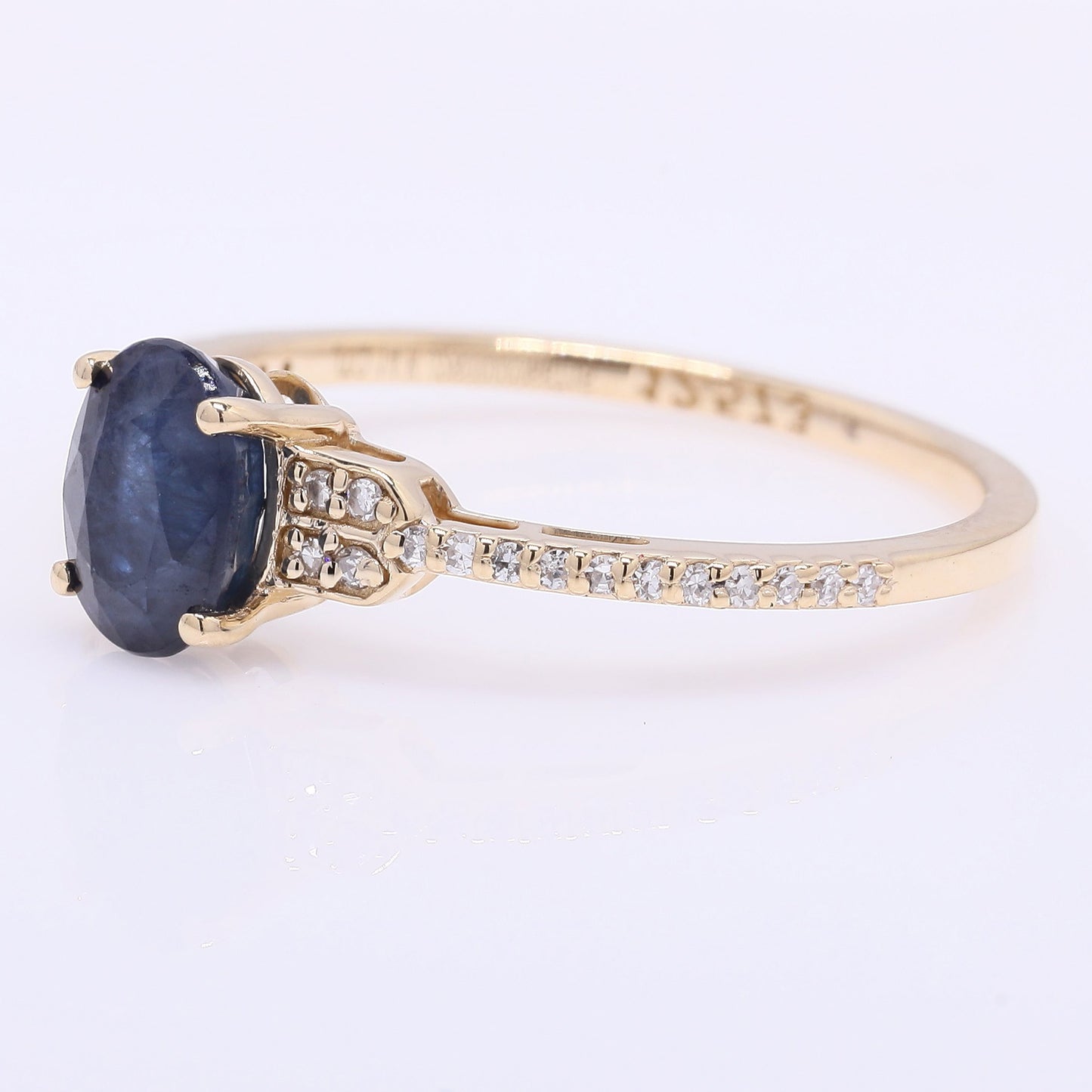 1.29 Ct Oval Mixed Cut Natural Sapphire 14K Gold Ring