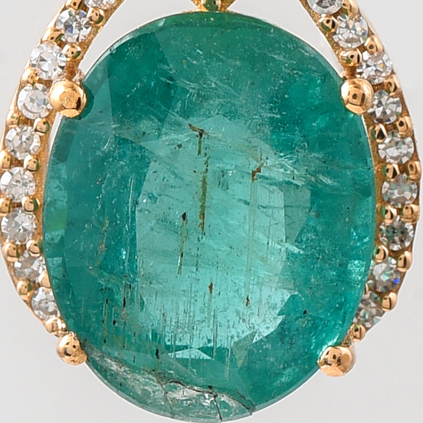 2.56 Ct Oval Mixed Cut Natural Emerald 14K Gold Pendant