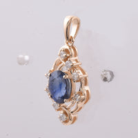 1.38 Ct Oval Natural Sapphire 14K Gold Pendant