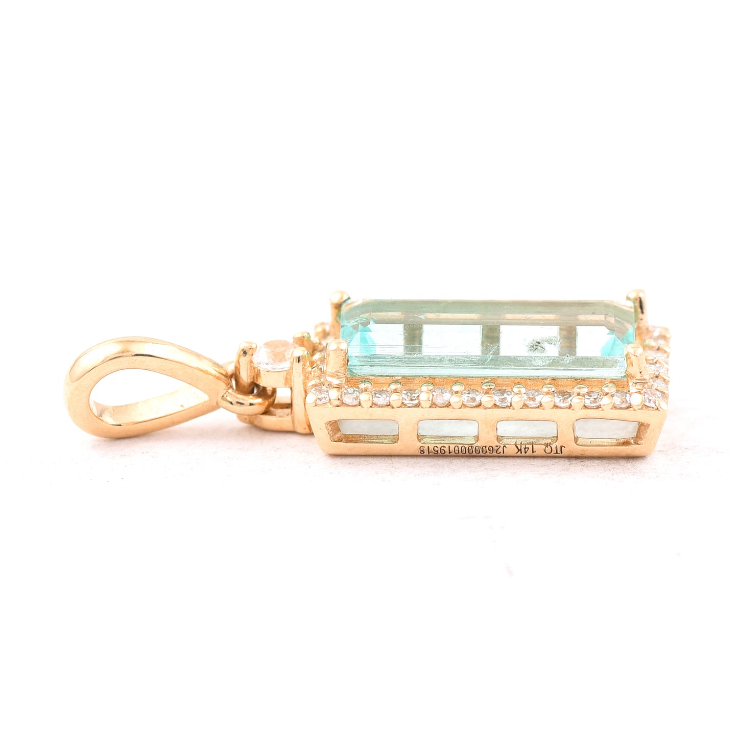 0.99 Ct Rectangle Step Cut Natural Emerald 14K Gold Pendant