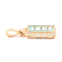 0.99 Ct Rectangle Step Cut Natural Emerald 14K Gold Pendant