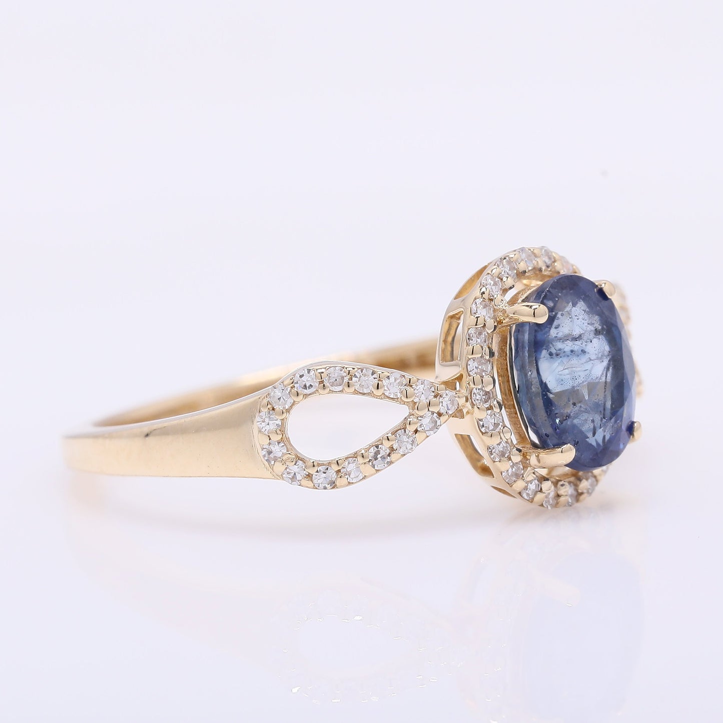 1.38 Ct Oval Mixed Cut Natural Sapphire 14K Gold Ring