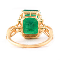 6.04 Ct Octagon Step Cut Natural Emerald 14K Gold Ring