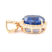 2.05 Ct Oval Mixed Cut Natural Sapphire 14K Gold Pendant